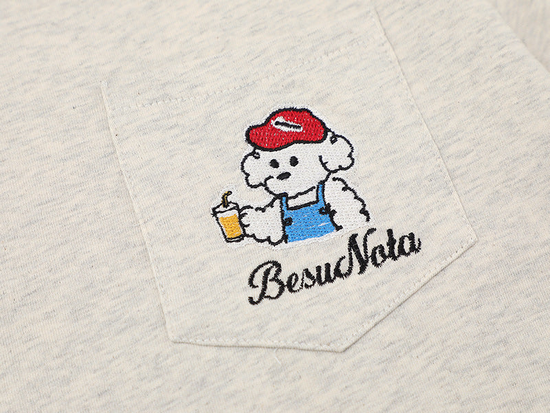DAXUEN Short-sleeved henley-style T-shirt with graphic pocket