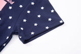 DAXUEN Star print crew neck T-shirt with bold text