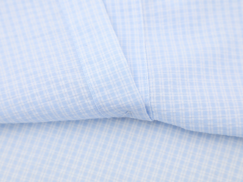 DAXUEN Short-sleeved embroidered gingham button-up shirt