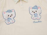 Floral Cartoon Bear Polo Shirt