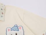 Floral Cartoon Bear Polo Shirt