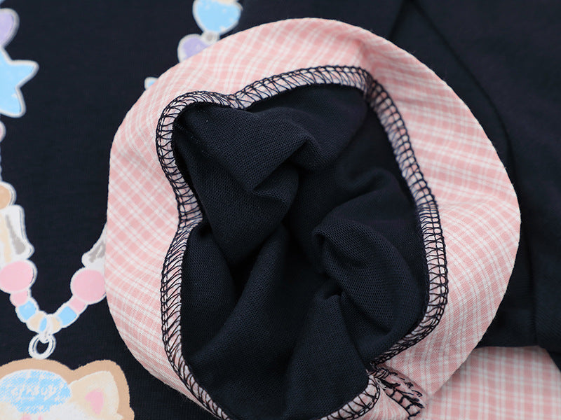 Gingham Contrast Graphic Polo Shirt
