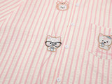 Embroidered cartoon figure button-up shirt