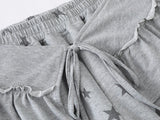 Wide-leg sweatpants with star print
