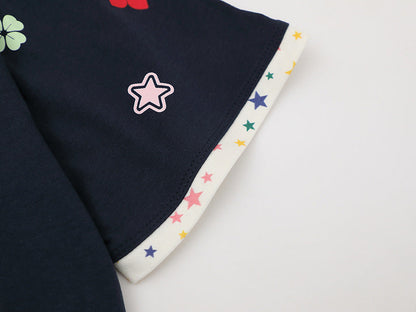 Graphic crew neck t-shirt with embroidered designs