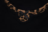 Layered leopard print knit top with V-neck