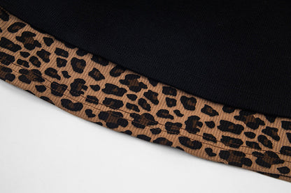Layered leopard print knit top with V-neck