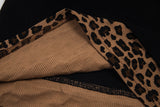 Layered leopard print knit top with V-neck