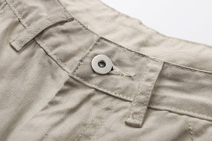 Deconstructed wide-leg cargo pants in light beige