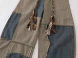 Patchwork wide-leg denim pants