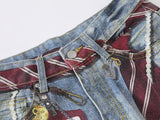 Distressed light blue baggy denim jeans