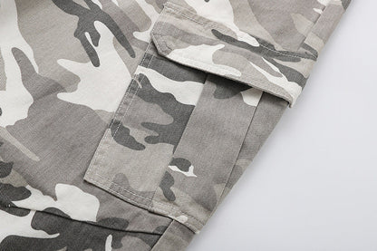 Camouflage wide-leg cargo pants