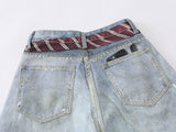 Distressed light blue baggy denim jeans
