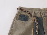 Patchwork wide-leg denim pants