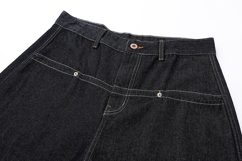 High-waisted wide-leg denim jeans