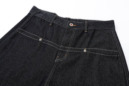 High-waisted wide-leg denim jeans