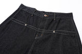 High-waisted wide-leg denim jeans