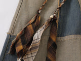 Patchwork wide-leg denim pants