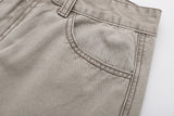 Wide-leg cargo jeans in washed denim
