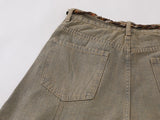 Patchwork wide-leg denim pants