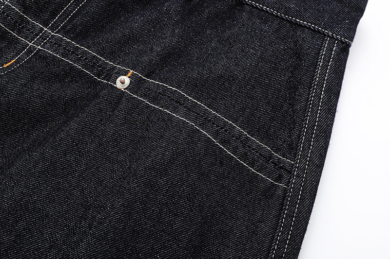 High-waisted wide-leg denim jeans
