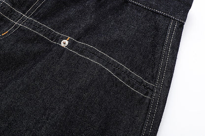 High-waisted wide-leg denim jeans