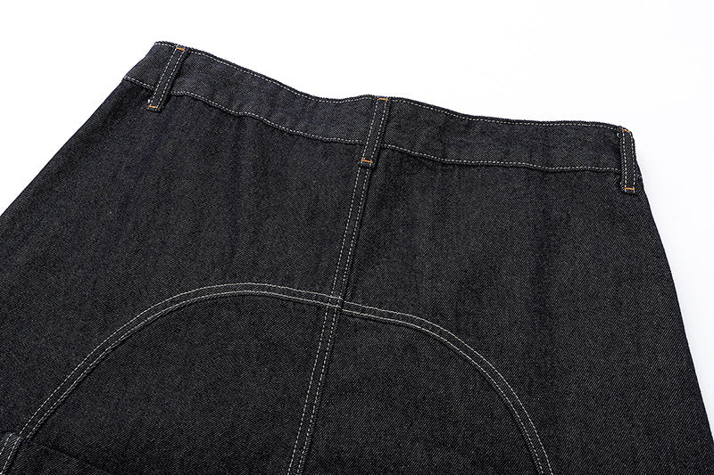 High-waisted wide-leg denim jeans