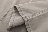 Wide-leg cargo jeans in washed denim