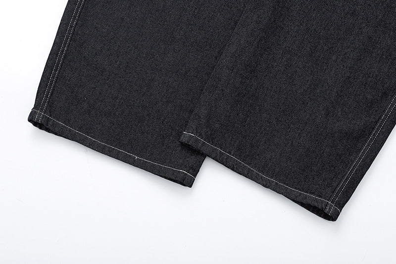 High-waisted wide-leg denim jeans