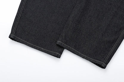 High-waisted wide-leg denim jeans