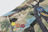 Multicolor camouflage cargo shorts with patches
