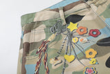 Multicolor camouflage cargo shorts with patches