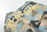 Multicolor camouflage cargo shorts with patches