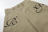 Wide-leg culottes with letter embroidery and pockets