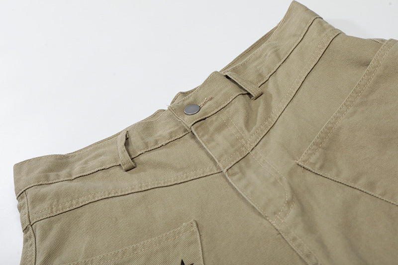 Wide-leg culottes with letter embroidery and pockets