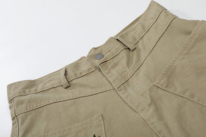 Wide-leg culottes with letter embroidery and pockets