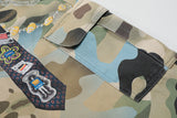 Multicolor camouflage cargo shorts with patches