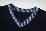 Checkered mock scarf short-sleeved t-shirt