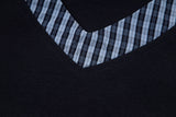 Checkered mock scarf short-sleeved t-shirt