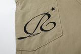 Wide-leg culottes with letter embroidery and pockets