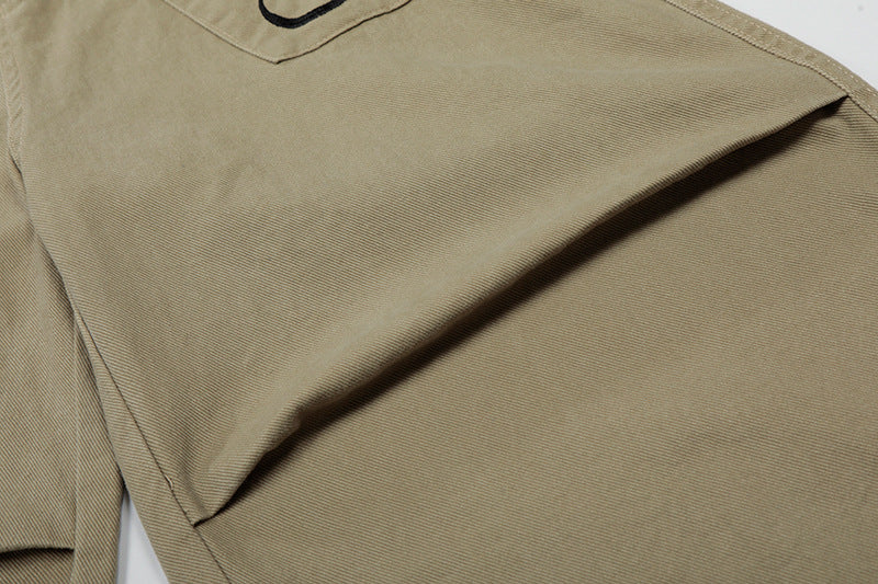 Wide-leg culottes with letter embroidery and pockets