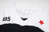 Fitted black and white color-blocked women's top