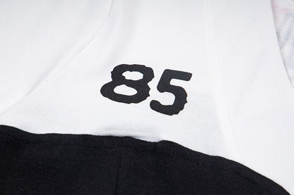 Fitted black and white color-blocked women's top