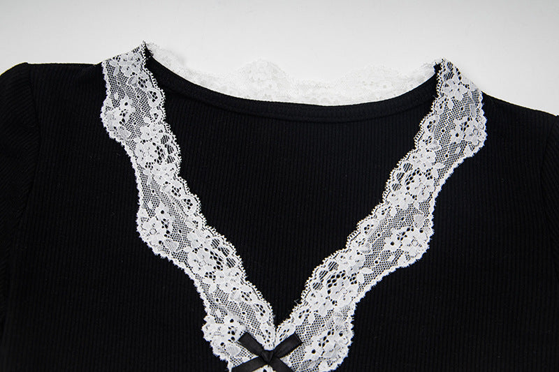 Women's slim-fit short-sleeve V-neck top