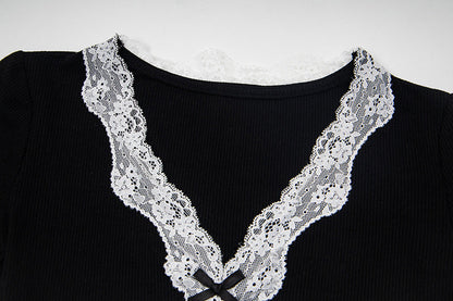 Women's slim-fit short-sleeve V-neck top