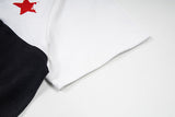 Fitted black and white color-blocked women's top