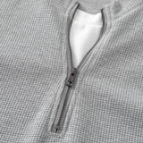 DAXUEN Waffle knit half-zip short sleeve top in grey and black