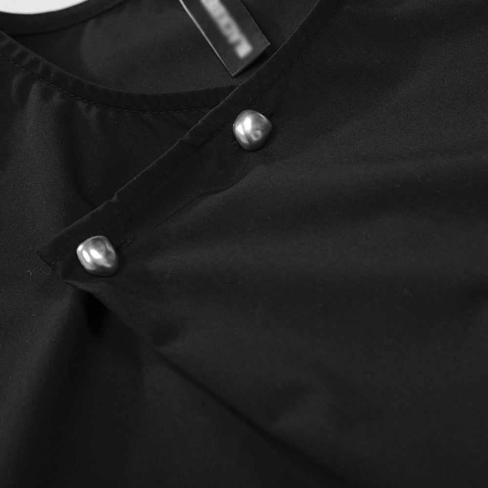 DAXUEN Asymmetrical snap button short-sleeved T-shirt