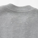 DAXUEN Waffle knit half-zip short sleeve top in grey and black
