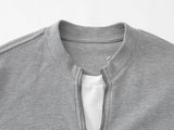DAXUEN Waffle knit half-zip short sleeve top in grey and black